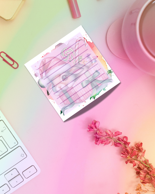 Holiday Bunny Notepad 2.5"x2.5" 50 Pages Aesthetic Cute Stationery Gift