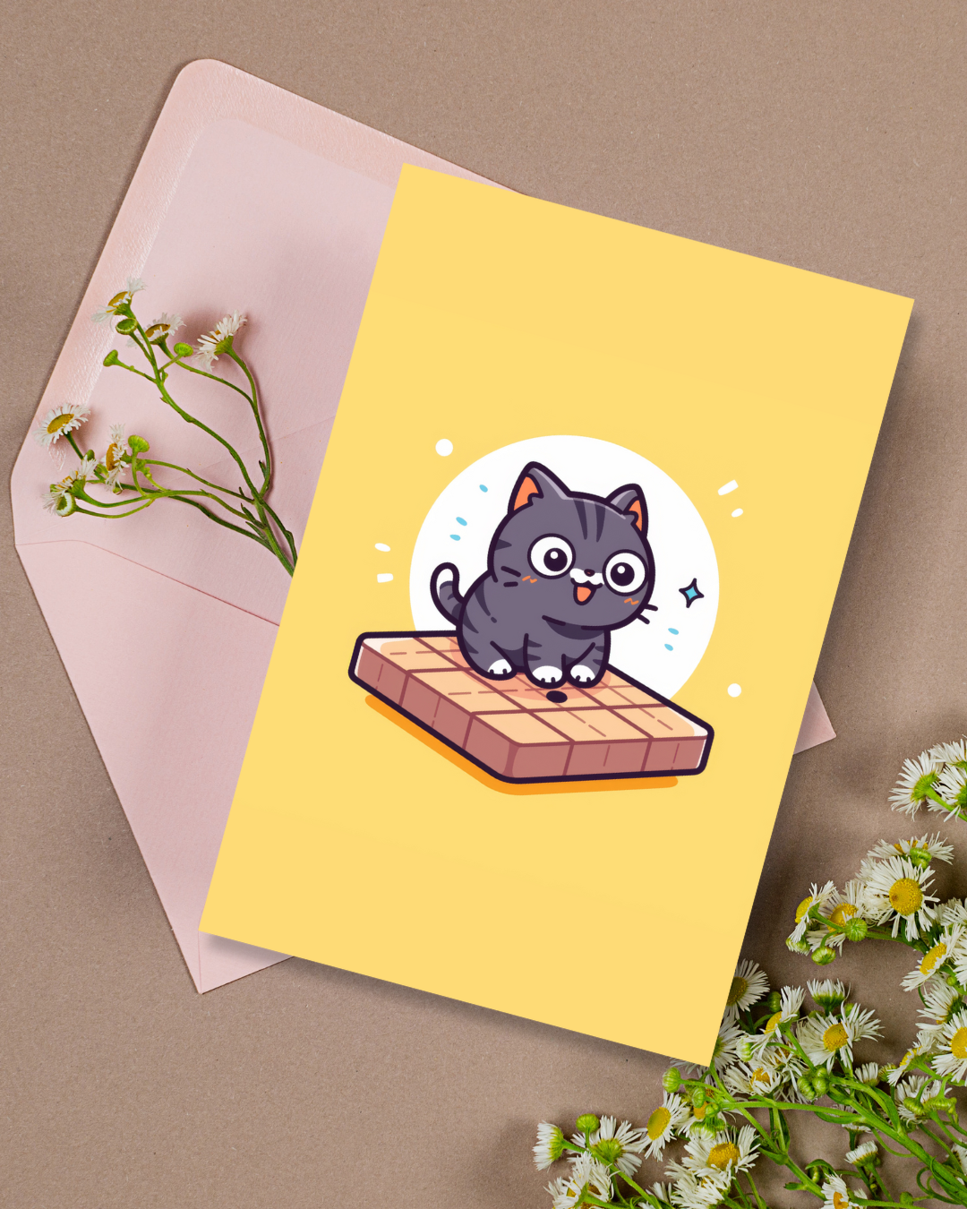 Bright Cat Greeting Card Aesthetic Gift