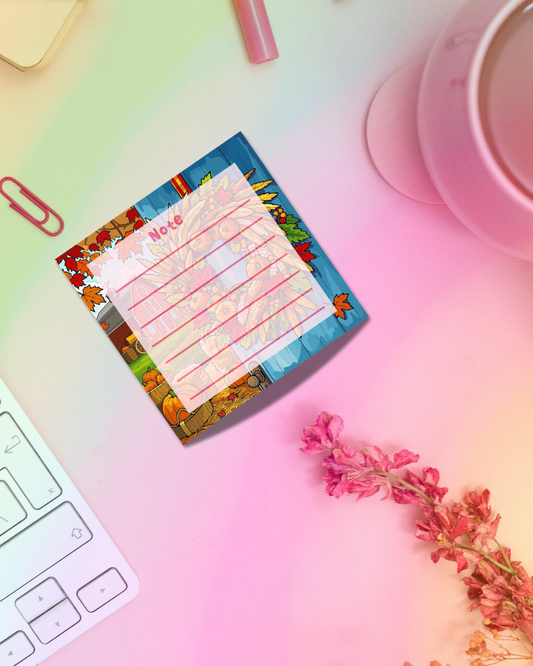 Autumn Door Notepad 2.5"x2.5" 50 Pages Aesthetic Cute Stationery Gift