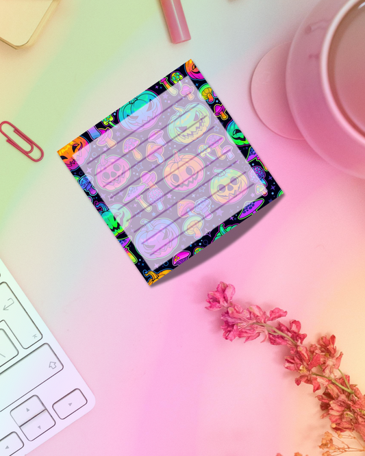 Vibrant Spooky Notepad 2.5"x2.5" 50 Pages Aesthetic Cute Stationery Gift