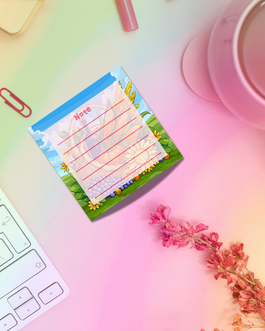 Autumn Platter Notepad 2.5"x2.5" 50 Pages Aesthetic Cute Stationery Gift