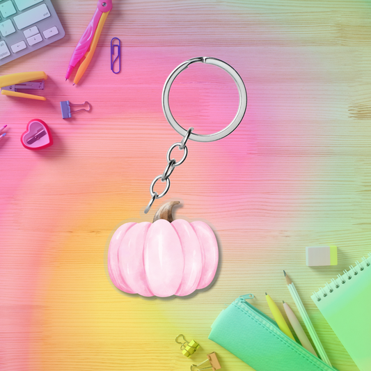Pink Pumpkin Acrylic Keychain