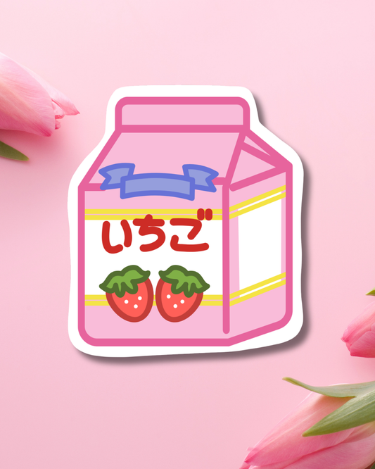 Asian Strawberry Milk Vinyl Sticker