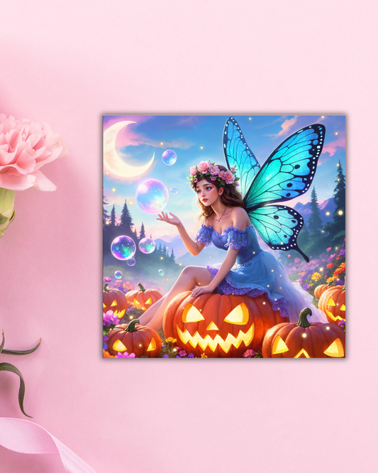 Autumn Butterfly Girl Art Print Aesthetic Gift Decor