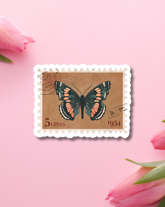 Autumn Butterfly Stamp Vinyl Sticker