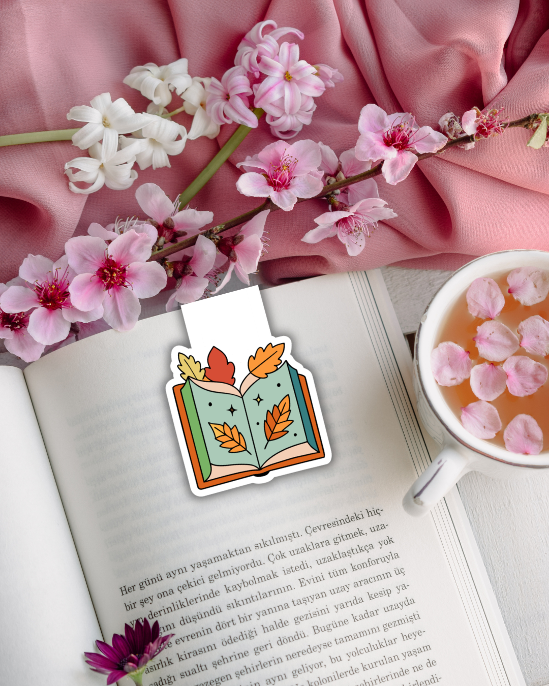 Autumn Leaf Open Book Magnetic Bookmark