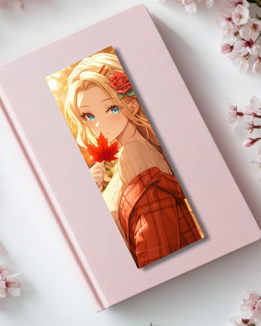 Autumn Leafs Girl Bookmark Handmade Bookish Gift