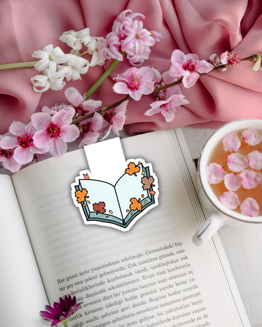 Autumn Leafy Open Book Magnetic Bookmark