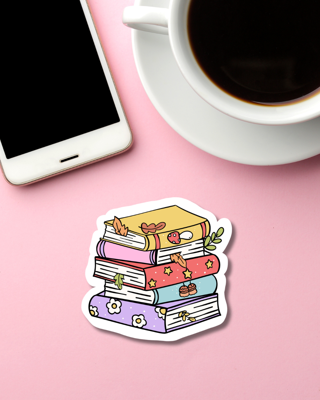 Autumn Books Stack Mini Vinyl Sticker