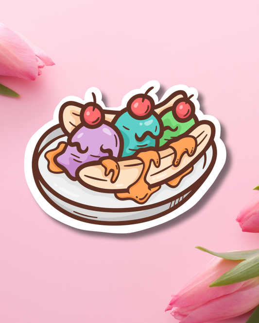Banana Split Plate Vinyl Sticker