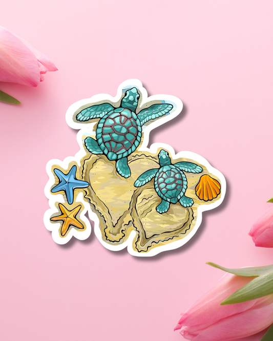 Beach Turtles Vinyl Sticker