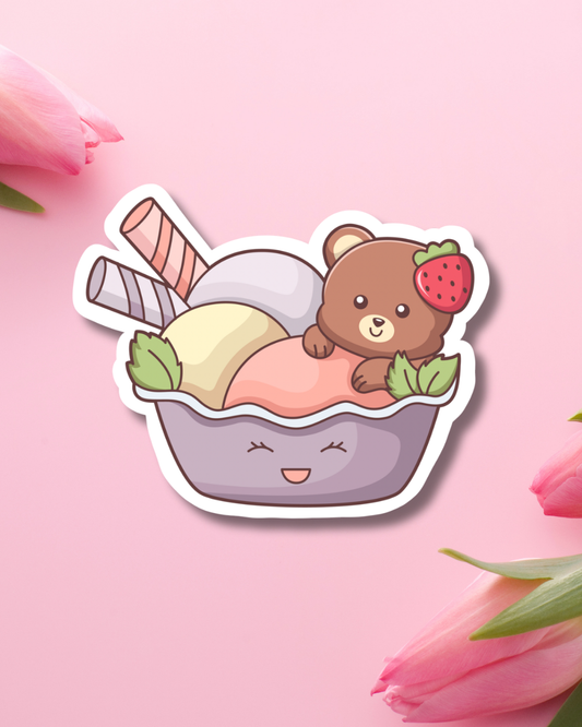 Bear Sundae Blast Vinyl Sticker