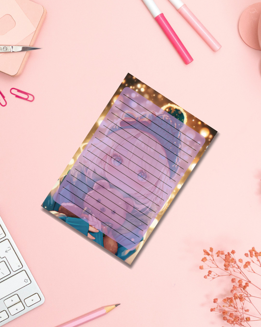 Bear Girl Notepad Aesthetic Cute Stationery Gift