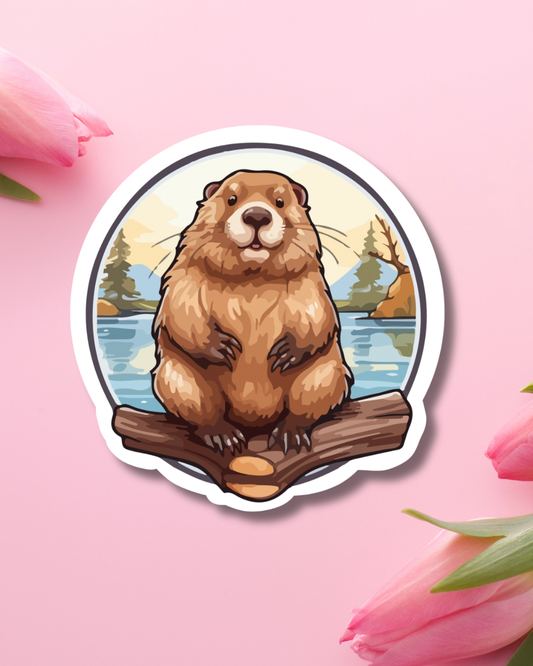 Beaver Stand Vinyl Sticker