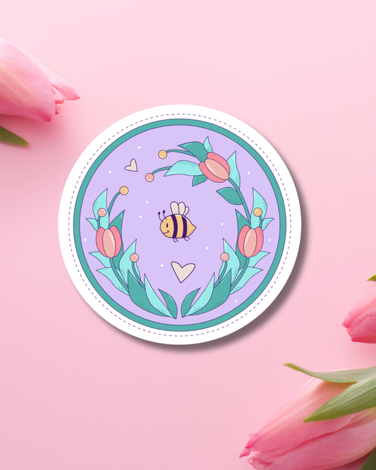 Bee in Purple Vinyl Sticker