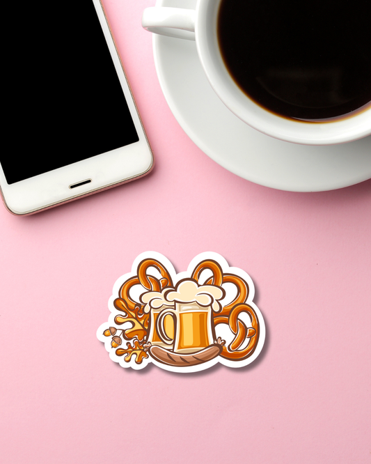 Beers & Pretzels Mini Vinyl Sticker
