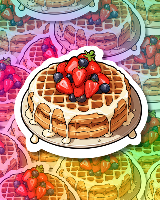 Berry Cream Waffles Vinyl Sticker