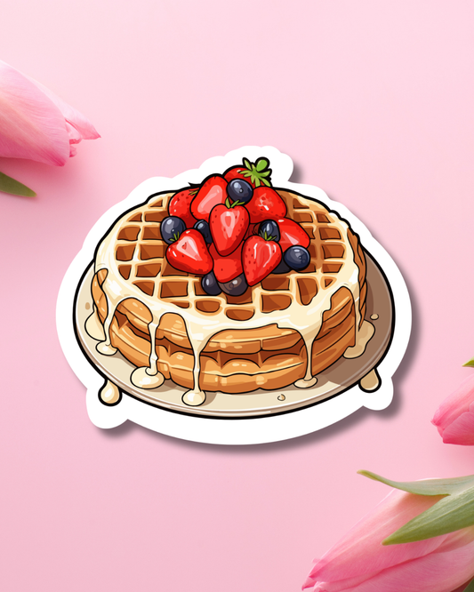 Berry Cream Waffles Vinyl Sticker