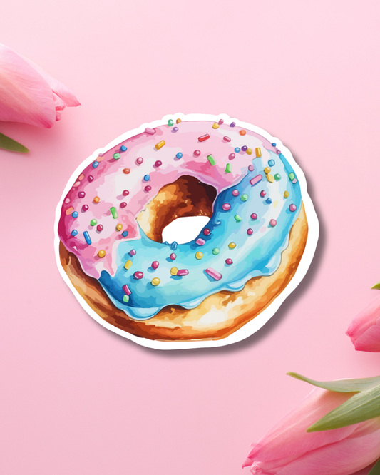 Blue-Pink Doughnut Vinyl Sticker