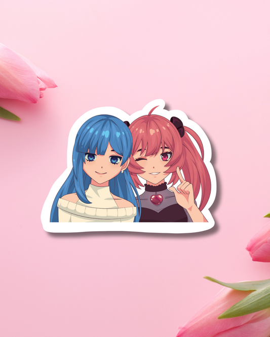 Blue-Pink Friends Vinyl Sticker