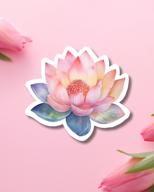Blue-Pink Lotus Vinyl Sticker