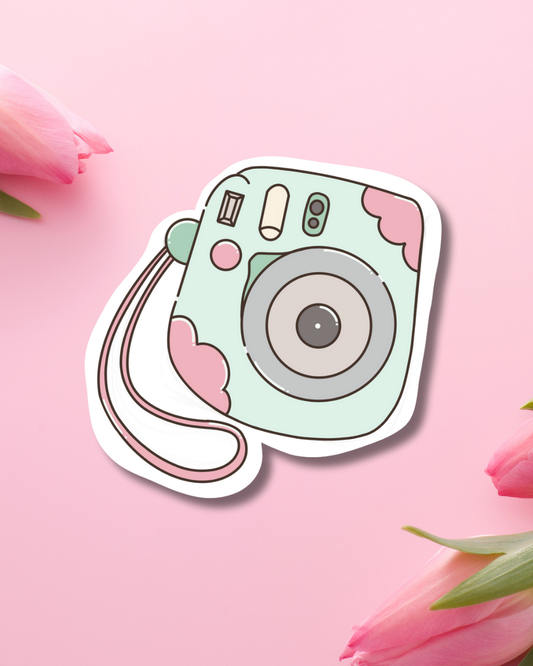 Blue Camera Vinyl Sticker