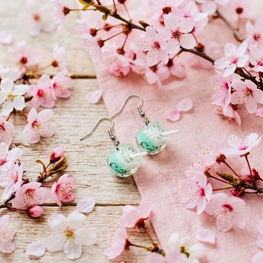 Blue Coffee Adorable Kawaii Acrylic & Resin Dangle Earrings | Cute Japanese Aesthetic Gift