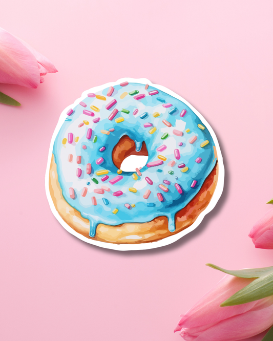 Blue Doughnut Vinyl Sticker
