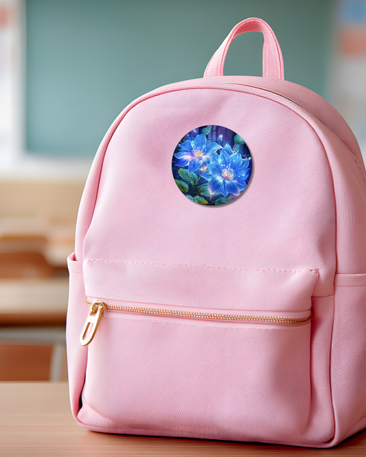 Blue Glow Button Pin