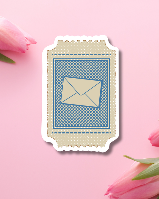 Blue Mail Stamp Vinyl Sticker