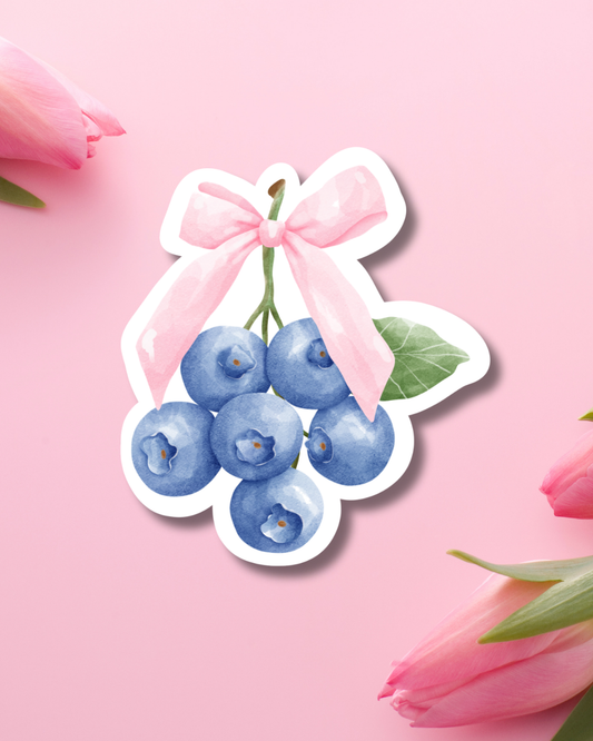 Blueberries Bow Vinyl Sticker