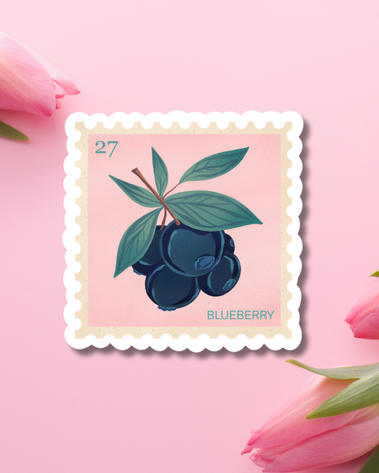 Blueberry Stamp Vinyl Sticker