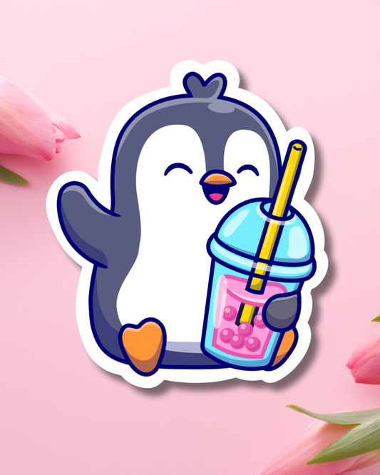 Boba Penguin Vinyl Sticker