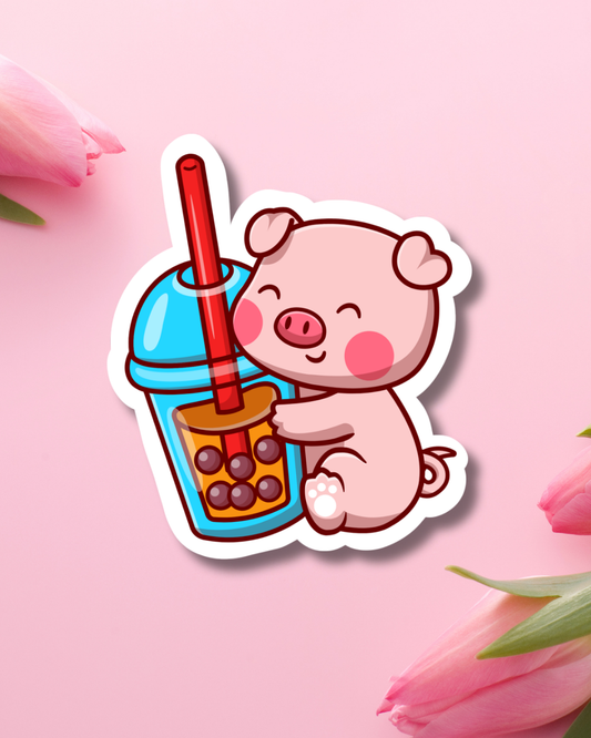 Boba Pig Vinyl Sticker