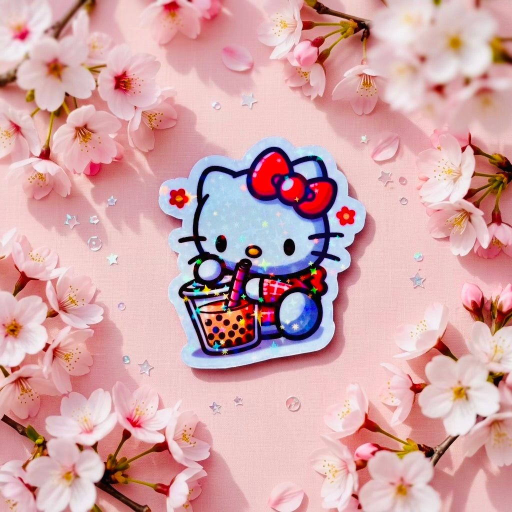 Boba Hello Kitty Kawaii 2.5-Inch Cute Collectible Magnet | Aesthetic Refrigerator & Locker Magnet | Gift Shop Souvenir