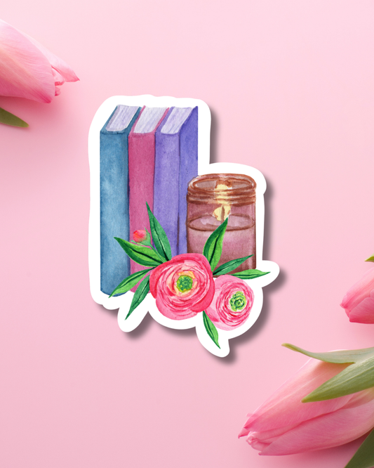 Books & Candle Vinyl Sticker