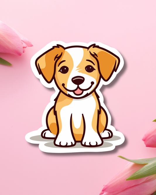 Brown Puppy Vinyl Sticker