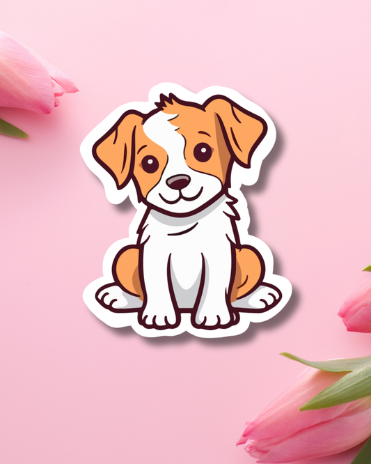 Brown Puppy Vinyl Sticker