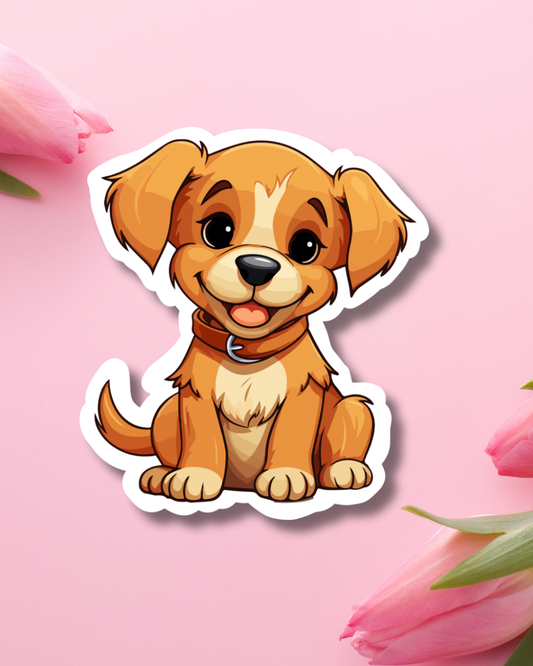 Brown Puppy Vinyl Sticker