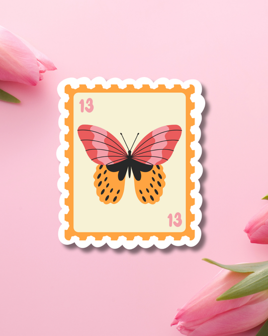 Butterfly Stamp Vinyl Sticker