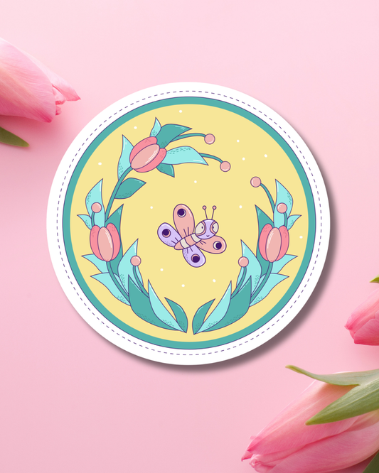 Butterfly in Yellow Vinyl Sticker