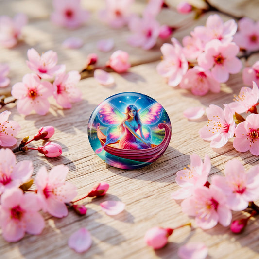 Butterfly Girl Trail Kawaii Button Pin | Cute 1" Mini Badge | Aesthetic Backpack Pin