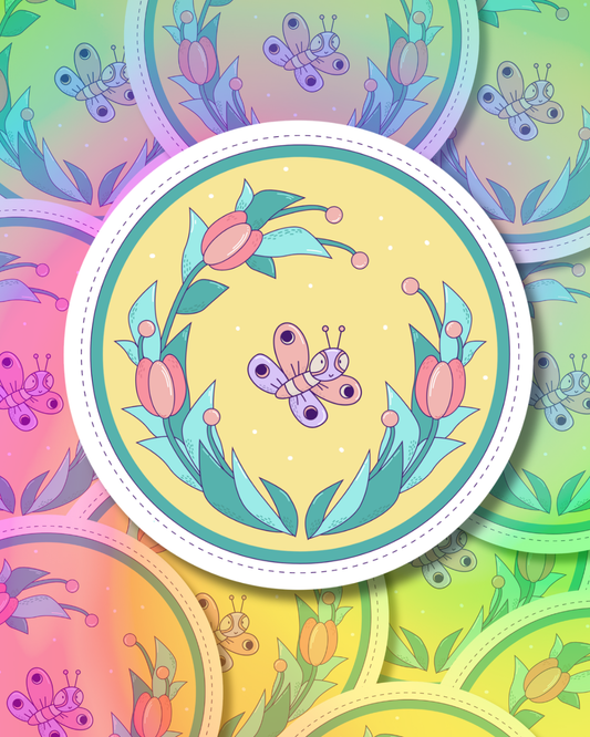 Butterfly in Yellow Vinyl Sticker