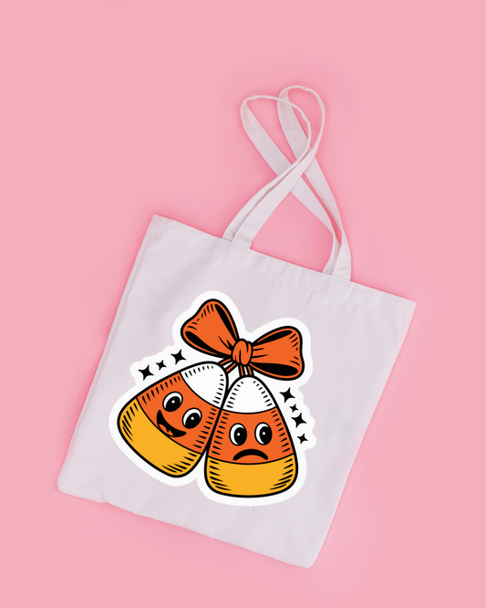 Candy Corn Duo Tote Bag Aesthetic Kawaii Gift Floral Print Handbag