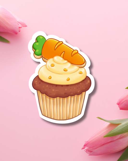 Carrot Cupcake Vinyl Sticker