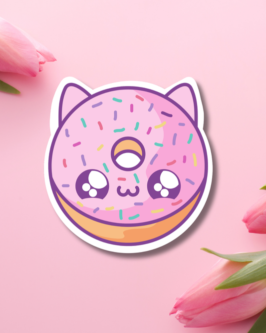 Cat Doughnut Vinyl Sticker