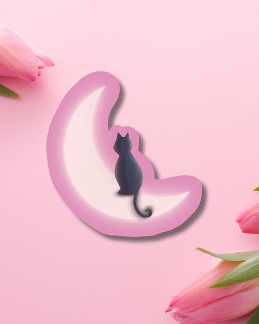 Cat Moon Cup Vinyl Sticker