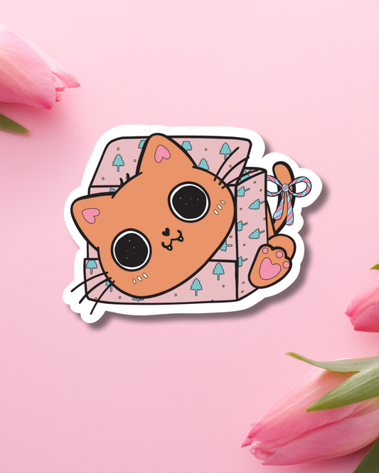 Cat in a Box Vinyl Sticker