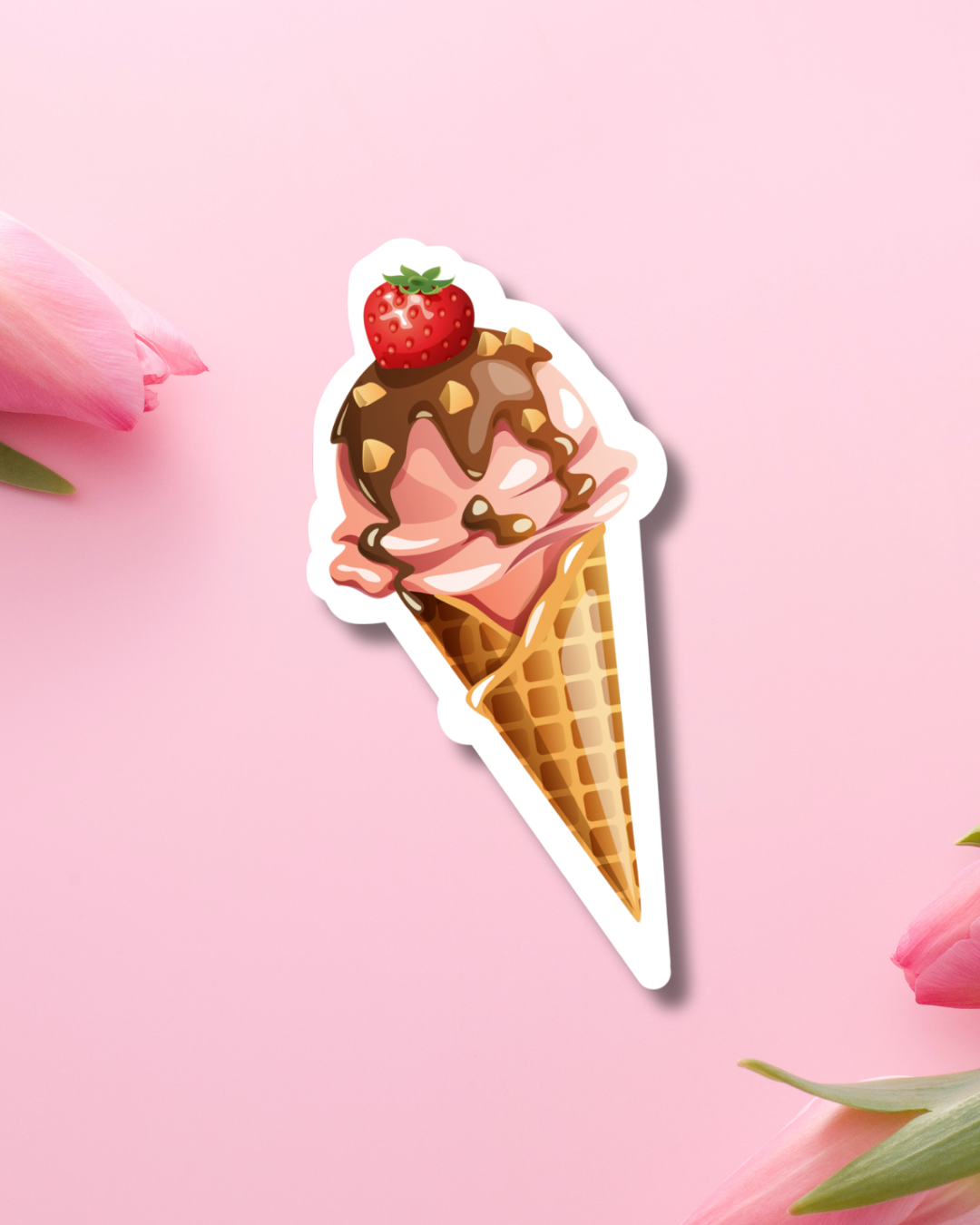 Chocolate-Strawberry Ice Cream Vinyl Sticker