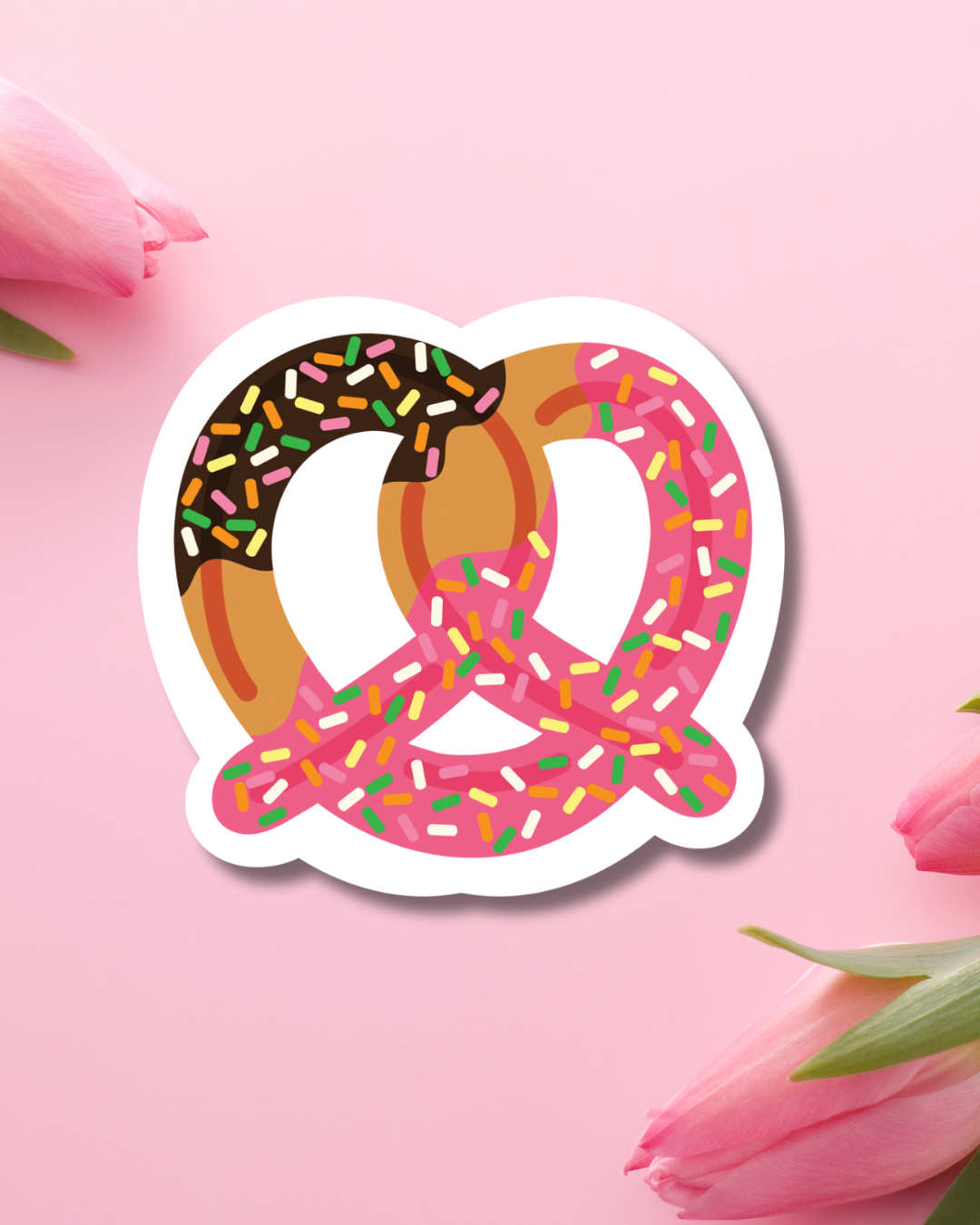Chocolate-Strawberry Pretzel Vinyl Sticker